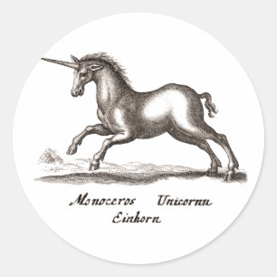 Unicorn Classic Running Magic Woodland Creature Round Sticker