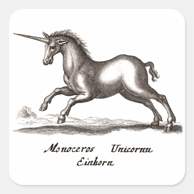 Unicorn Classic Running Magic Woodland Creature Square Sticker (Front)
