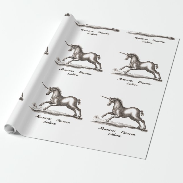 Unicorn Classic Running Magic Woodland Creature Wrapping Paper (Unrolled)