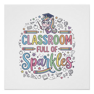Unicorn Classroom Full of Sparkles Original Merch  Poster