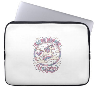 Unicorn Cloud Hopper Unicorn Playful Cute Gift Des Laptop Sleeve