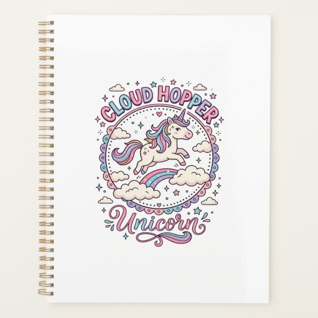 Unicorn Cloud Hopper Unicorn Playful Cute Gift Des Planner (Front)