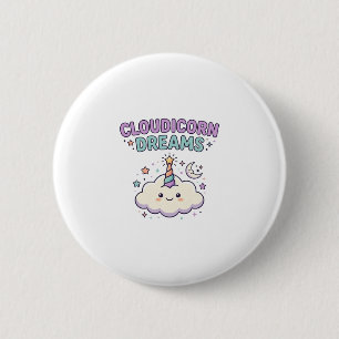 Unicorn Cloudicorn Dreams Trendy Graphic Tee Desig 2 Inch Round Button