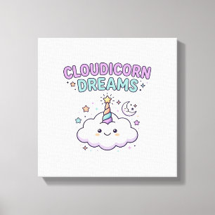 Unicorn Cloudicorn Dreams Trendy Graphic Tee Desig Canvas Print