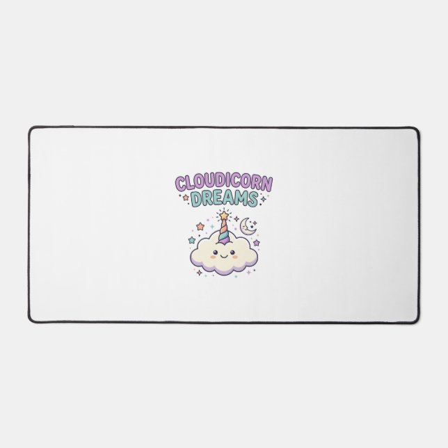 Unicorn Cloudicorn Dreams Trendy Graphic Tee Desig Desk Mat (Front)