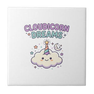 Unicorn Cloudicorn Dreams Trendy Graphic Tee Desig Tile