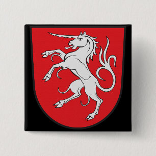 Unicorn Coat of Arms - Schwabisch Gmund Germany 2 Inch Square Button