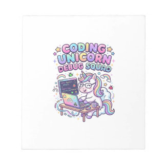 Unicorn Coding Unicorn Debug Squad Charming Market Notepad