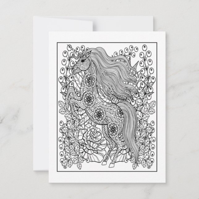 Unicorn Coloring Postcard  (Front)