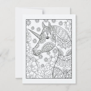 Unicorn Coloring Postcard