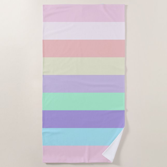 Unicorn Colour Stripes Beach Towel (Front)