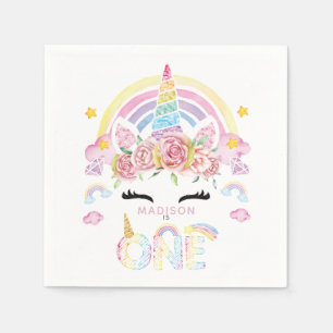 Unicorn Colourful First Birthday Napkin