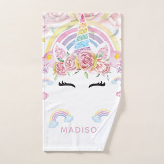 Unicorn Colourful Personalized Glitter Hand Towel