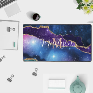 Unicorn Colours Agate Rose Gold Glitter Desk Mat