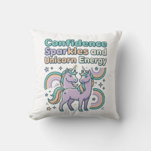 Unicorn Confidence Sparkles and Unicorn Energy Tre Throw Pillow