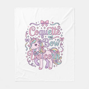 Unicorn Coquette Bow Unicorn Cute Pastel Graphic T Fleece Blanket