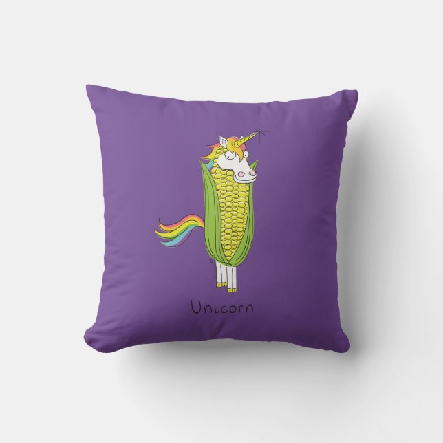 Unicorn Corn Funny Kids Throw Pillow (Front)