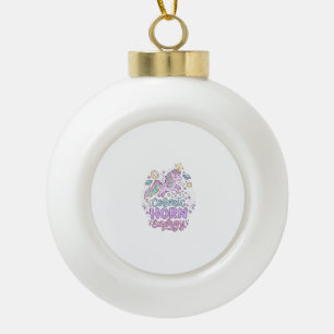 Unicorn Cosmic Horn Energy Cute Pastel Graphic Tee Ceramic Ball Christmas Ornament
