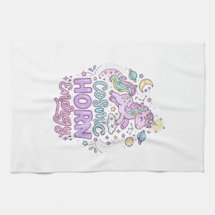 Unicorn Cosmic Horn Energy Cute Pastel Graphic Tee Kitchen Towel