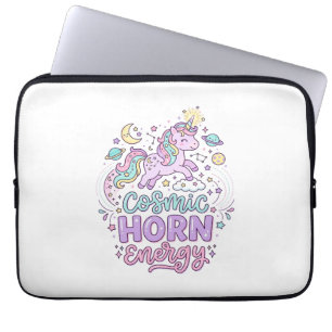 Unicorn Cosmic Horn Energy Cute Pastel Graphic Tee Laptop Sleeve