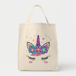 Unicorn Costume Rainbow Face Girls Tote Bag