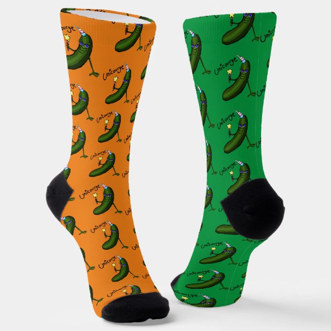 Unicorn Courgette Novelty Socks (Angled)