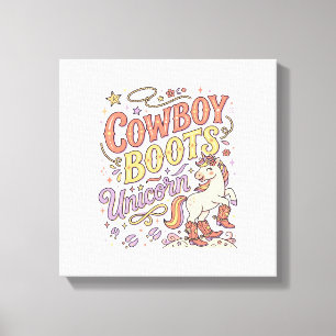 Unicorn Cowboy Boots Unicorn Whimsical Zazzle Desi Canvas Print