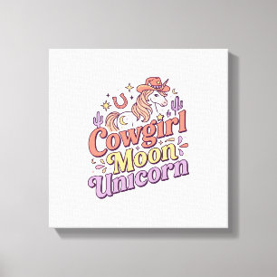 Unicorn Cowgirl Moon Unicorn Whimsical Merch Desig Canvas Print