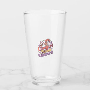 Unicorn Cowgirl Moon Unicorn Whimsical Merch Desig Glass