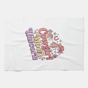 Unicorn Cowgirl Moon Unicorn Whimsical Merch Desig Kitchen Towel