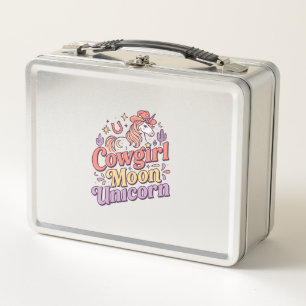 Unicorn Cowgirl Moon Unicorn Whimsical Merch Desig Metal Lunch Box
