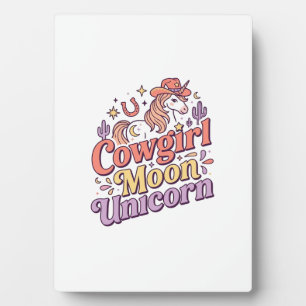 Unicorn Cowgirl Moon Unicorn Whimsical Merch Desig Plaque