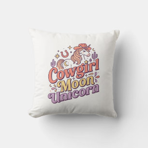 Unicorn Cowgirl Moon Unicorn Whimsical Merch Desig Throw Pillow