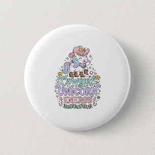 Unicorn Cowgirl Unicorn Energy Cute Pastel Product 2 Inch Round Button