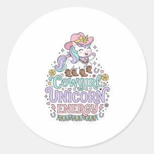 Unicorn Cowgirl Unicorn Energy Cute Pastel Product Classic Round Sticker