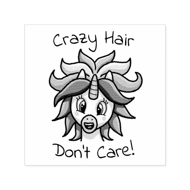 Unicorn Crazy Hair Don't Care Funny Self-inking Stamp (Design)