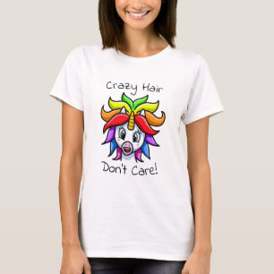 Unicorn Crazy Hair Don't Care Funny T-Shirt