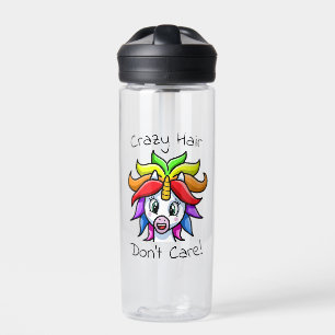 Unicorn Crazy Hair Don't Care Funny Water Bottle