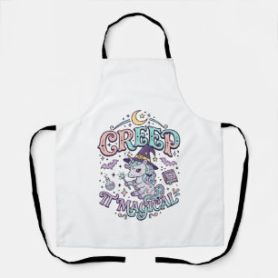 Unicorn Creep It Magical Retro Style T-Shirt Desig Apron