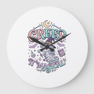 Unicorn Creep It Magical Retro Style T-Shirt Desig Large Clock