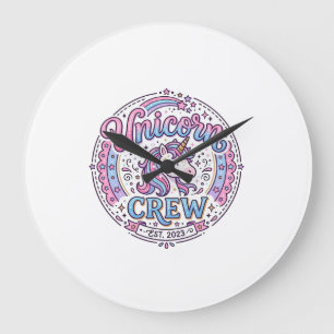 Unicorn Crew Playful Print on Demand Design_1 Large Clock