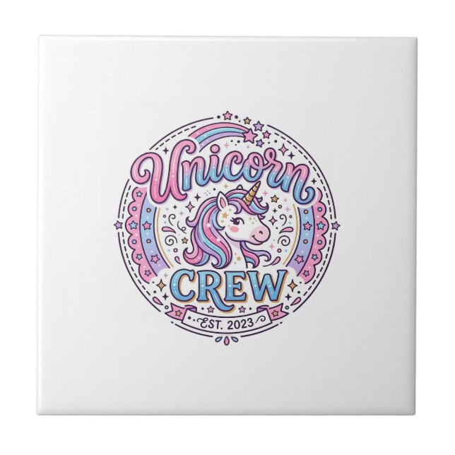 Unicorn Crew Playful Print on Demand Design_1 Tile (Front)