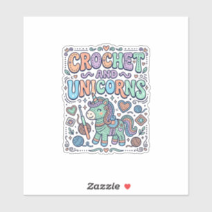 Unicorn Crochet and Unicorns Kawaii Sticker and Sh