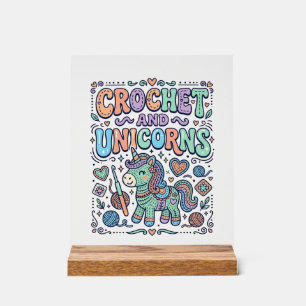 Unicorn Crochet and Unicorns Kawaii Sticker and Sh Acrylic Sign