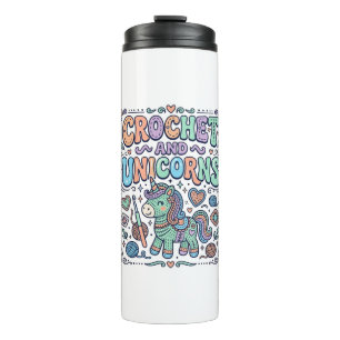 Unicorn Crochet and Unicorns Kawaii Sticker and Sh Thermal Tumbler