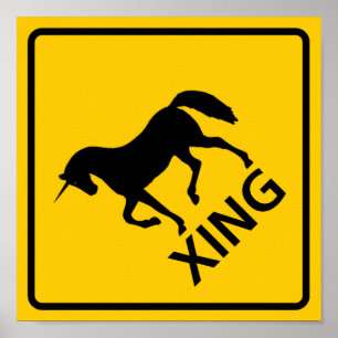 Unicorn Crossing Highway Sign