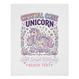 Unicorn Crystal Core Unicorn Adorable Vector Desig Poster