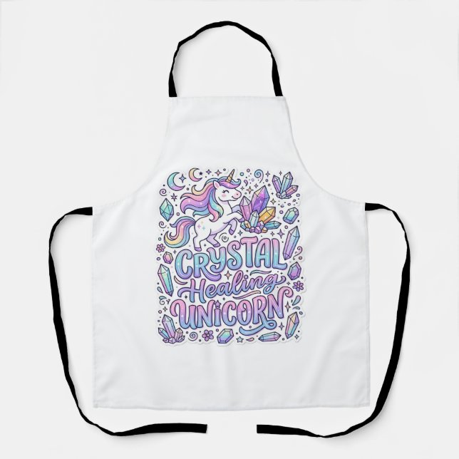 Unicorn Crystal Healing Unicorn Gift Idea Vector D Apron (Front)