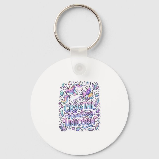 Unicorn Crystal Healing Unicorn Gift Idea Vector D Keychain (Front)