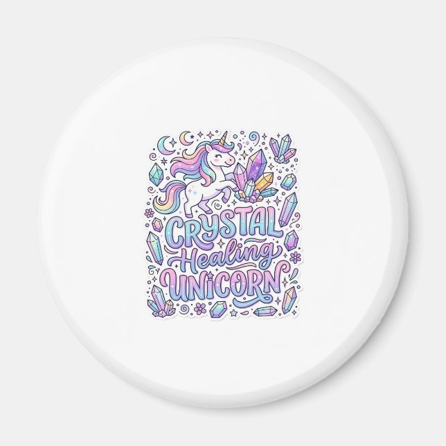 Unicorn Crystal Healing Unicorn Gift Idea Vector D Magnet (Front)